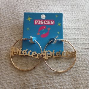 NWT Pisces Hoop Earrings 90's Y2K style Fashion Hip-hop Zodiac